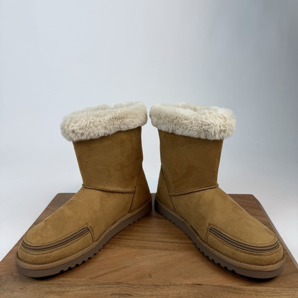 New Womens Billy Cozy II Chestnut Faux Suede Fur Lined Boots Size 8